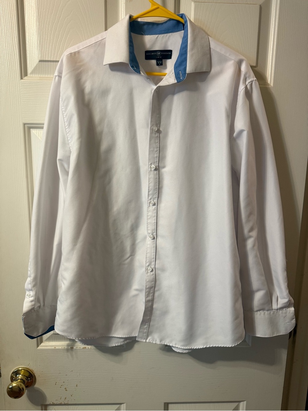 Kenneth Cole Reaction White Dress Shirt with Blue Contrast
